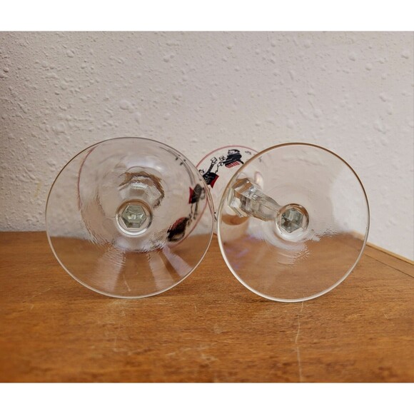 2 Vintage Handpainted MCM Libbey Pickwick Dickens Merrymakers Martini Glasses - Picture 6 of 7